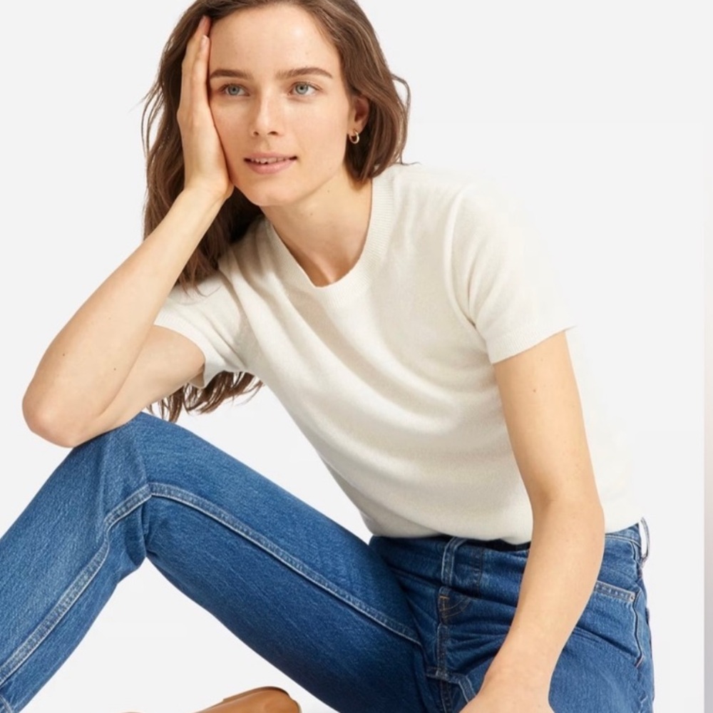 Everlane The Cashmere Sweater Tee in Cream Size Large
